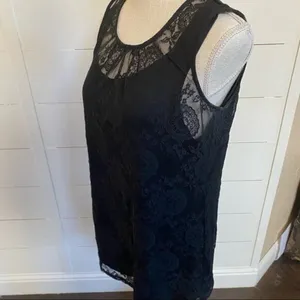 CAbi Date Night Black Lace Tunic Elegant Romantic Tank Style#942‎ S thumbnail 9