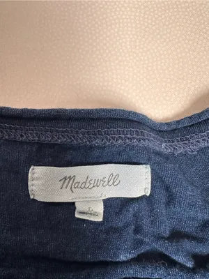Madewell Navy Blue Polka Dot Linen Blend Short Sleeve Tee Women’s Medium thumbnail 5