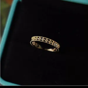 Boutique NEW 18k Gold Vermeil‎ Diamond Cut Lattice Band Ring thumbnail 6