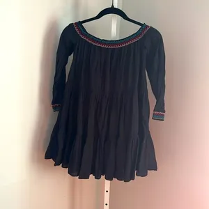 Free People Sunbeams Embroidered Mini Dress Size XS-S Boho Tiered Off Shoulder thumbnail 4