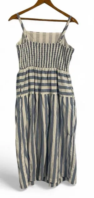 Universal Threads Women's M Blue White Stripe Summer Smocked Cotton Sun Dress thumbnail 1