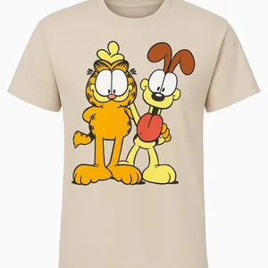 Garfield & Odie Beige Graphic Tee | Men’s Medium | Nickelodeon Cartoon Shirt thumbnail 1