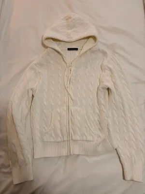Brandy Melville Zip-Up Hoodie Knit Cable thumbnail 1