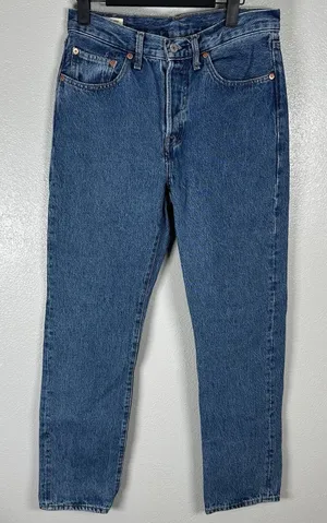 Levis 501 Jeans Womens 26x30 Premium Denim High Rise Button Fly Blue Medium Wash thumbnail 1