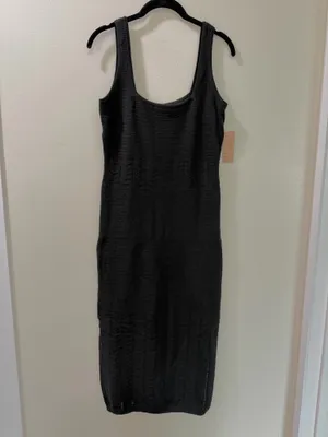 NWT Black Knit Midi Dress Size L thumbnail 2