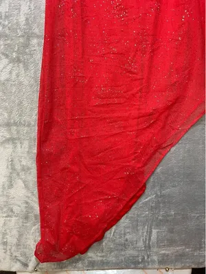 Morgan and Co Linda Bernell Vintage Red Glitter Asymmetrical Mesh Dress No Size thumbnail 4