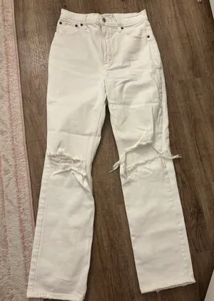 White Distressed Jeans thumbnail 6