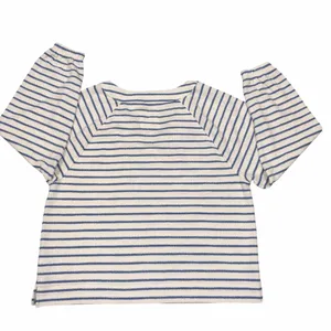 NEW With Tag Aerie Blue & White Stripe Terry Cloth Lace Up Pullover Sweatshirt thumbnail 6