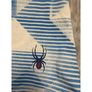 Spyder Swim Womens Blue White Geometric Strappy Tankini Top Only Builtin Bra NEW thumbnail 2