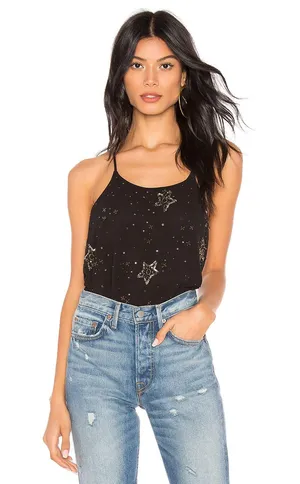Free People Star Embellished Tank Top Black thumbnail 1