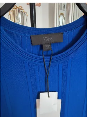 Zara Royal Blue Sleeveless Pleated Mini Dress thumbnail 4
