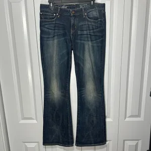 Levis Demi Curve Bootcut Jeans Womens 30 Dark Wash Distressed Whiskering Y2K Vtg thumbnail 2