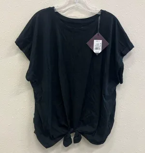 Ava & viv black short sleeve tie front basic tee NWT thumbnail 1