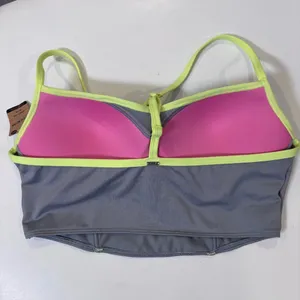 Victoria’s Secret Ultimate Push up Corset Gray Yellow Sports Bra New Size Medium thumbnail 5