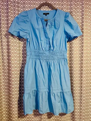 NWOT Quince | 100% Organic Cotton Poplin Tiered Mini Dress, Small thumbnail 4