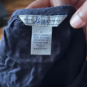Peasant Blouse Navy Embroidered G.H. Bass Boho Cottagecore Large thumbnail 3