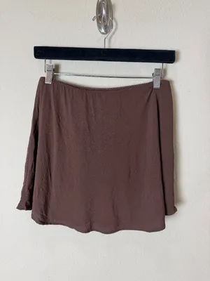 American Eagle Viscose Chocolate Brown Mini Skirt Size Small thumbnail 4