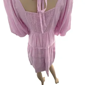 Easel Pink Babydoll Puff Sleeve Pleated Tiered Dress NWT Small Cottage‎ Fairy thumbnail 9