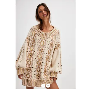 NWOT Free People Gilded Cable Embellished Sweater thumbnail 3