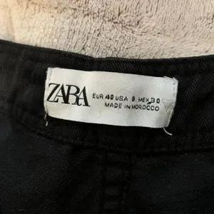 Zara Womens 8 Cargo Pants Black Wide Leg Utility Workwear Jeans Trouser Straight thumbnail 5