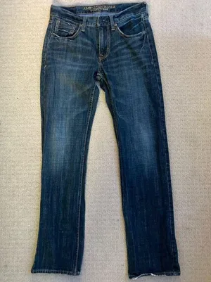 American Eagle Mid-Rise Straight Leg Dark Wash Jeans thumbnail 5