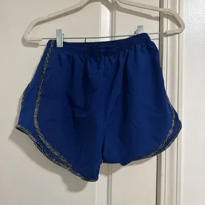 Nike Women's Athletic Shorts in Blue with Patterned Trim thumbnail 2
