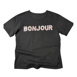 Endless Rose Bonjour Beaded Sequin Tee Textured Black Pink Small thumbnail 6