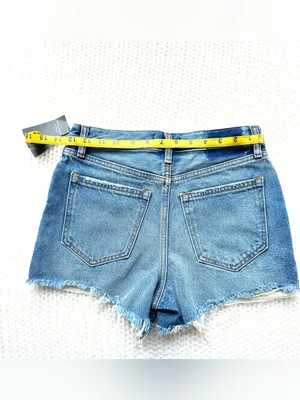 NWT Abercrombie & Fitch Annie High Rise Short - Medium Wash/Raw Edge - 00/24 thumbnail 5