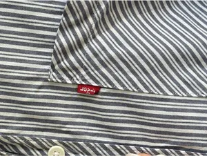 Levi’s Blue White Stripe Button Front Shirt Cotton Cropped Pocket Womens M thumbnail 5