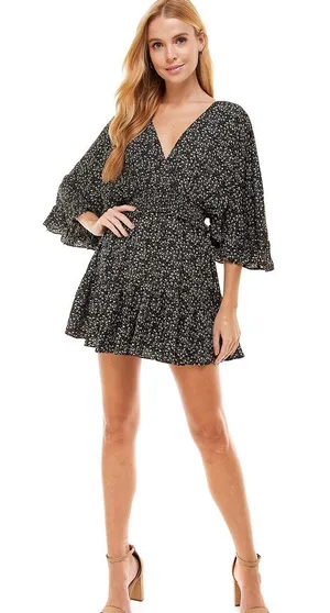 The Clothing Exchange Company | NWOT | Floral Print Chiffon Skort Dress | S | Black | CP9448 thumbnail 1