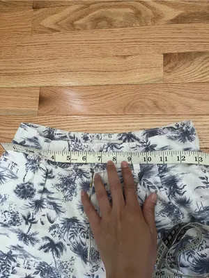 Abercrombie White Blue Tropical Print Linen Wide Leg Pants Small Beach Resort thumbnail 3