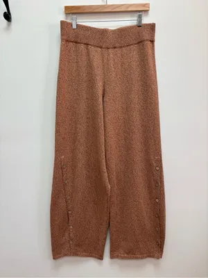 Free People Free-est Button Up Sweater Pants Wide Leg in Chutney Sand L thumbnail 3
