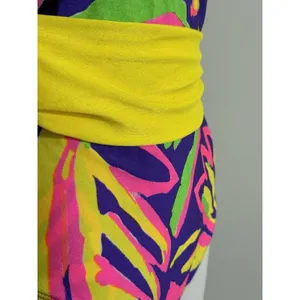 Vintage La Blanca 80s 90s One Piece Swimsuit Women’s Size 14 Neon Abstract Belt thumbnail 9