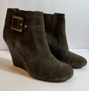 Tory Burch Adrienne Suede Wedge Ankle Booties‎ Taupe Brown Size 7M thumbnail 1