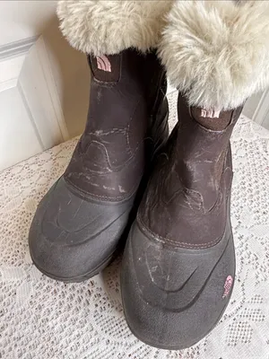 The North Face Women's Dark Brown Winter Boots with Cream Faux-Fur Cuff Sz 7 thumbnail 4