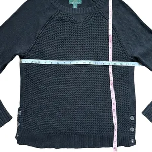 Lauren Ralph Lauren Polo Jeans Co Womens Size Medium Waffle Knit Black Sweater thumbnail 3