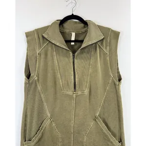Anthropologie Daily Practice Mini Dress Green Meru Zip Front Sleeveless Medium thumbnail 5