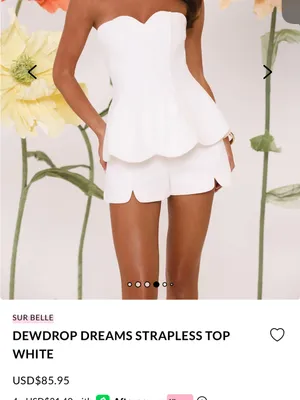 HELLO MOLLY DEWDROP DREAMS STRAPLESS TOP WHITE - M thumbnail 2