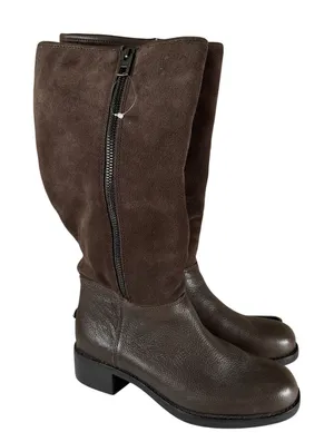 Coach Bailey Brown Leather/Suede Side Zip Mid Calf Boots Size 8B Shearling Lined thumbnail 1