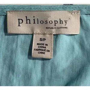 Philosophy women pullover shirt aqua short sleeve vneck gathered light fun Small thumbnail 5