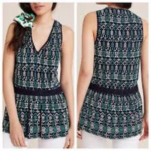 Maeve Extra Small Tunic Viscose‎ Navy with Green Excellent Condition thumbnail 2