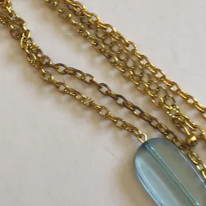 Elegant Gold Tone and Blue Necklace Earrings Jewelry Set thumbnail 6