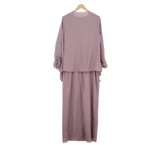 Mauve Two Piece Maxi Dress Set Ruched Sleeve Jacket Formal Wedding Guest Size 12 thumbnail 6