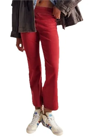 Free People We The Free In My Feelings Red Wine Cropped Slim Flare Jeans Small thumbnail 1
