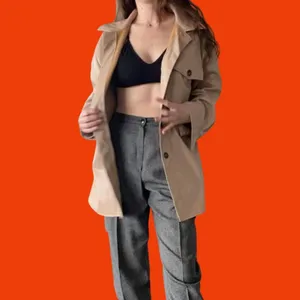Goldie London tan vegan faux leather coat with waist tie 🔥 thumbnail 2
