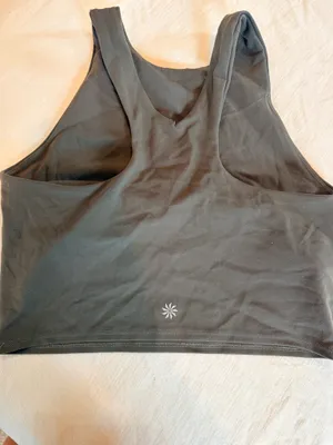 Athleta Conscious Crop Longline Sports Bra Dark Charcoal Size Small thumbnail 2