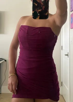 Boutique Plum colored tight mini dress thumbnail 1