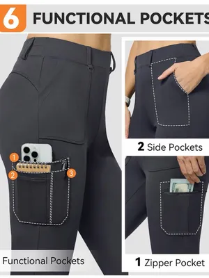 Women's Dark Gray Utility yoga Pants with Side Cargo Pockets thumbnail 5