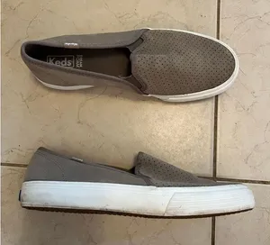 Keds Taupe Double Decker Perforated Suede Slip On Sneaker Women's Size 8 thumbnail 1