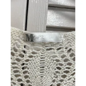 M LAK Cream Open Crochet Tank Top Size Large Relaxed Pockets Soft Boho thumbnail 2